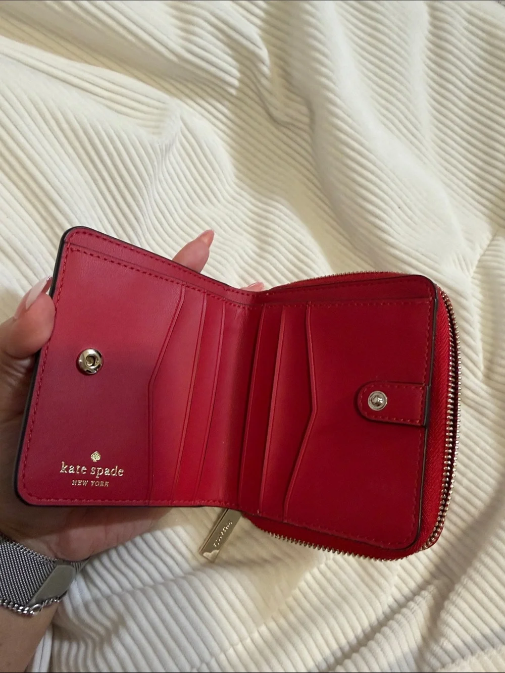 kate spade Red and White Heart Zip-Around Wallet